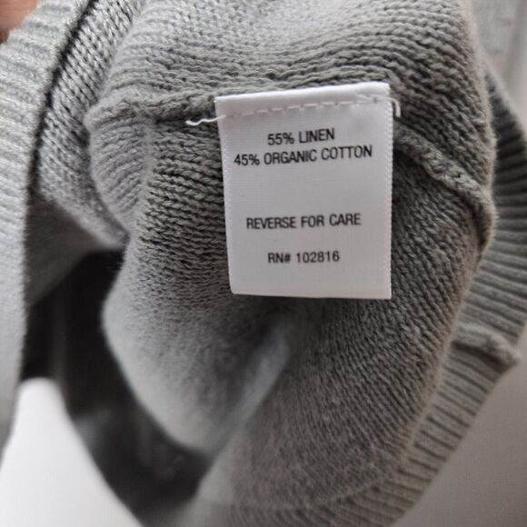 Garnet Hill Womens Size Sm Sweater Knit Vneck Half Sleeve Pullover Gray green - Picture 5 of 8